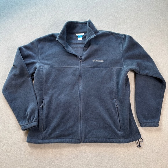 Columbia Full Zip Fleece Jacket Womens Blue XXL Stand Up Collar Zip Pockets